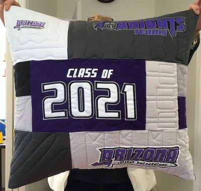 graduation T-shirt Pillow by Too Cool T-shirt Quilts